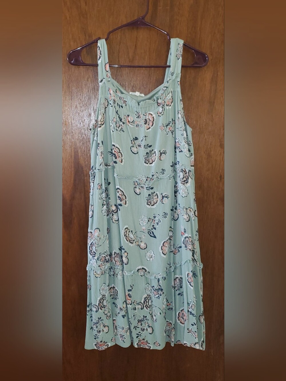 Maurices Mint Floral Tiered Dress Sz Large